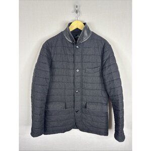 Rodd & Gunn Quilted Wool Jacket Leather Trim Charcoal Button Front Men’s Small